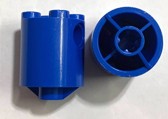 Brick Round 2 x 2 x 2 Robot Body, Axle Holder '+' Orientation in Blue