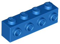 Brick Special 1 x 4 with 4 Studs on One Side in Blue