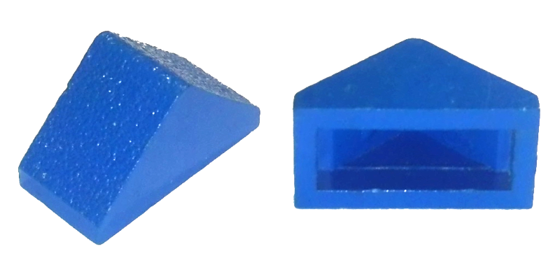 Brick Sloped 45° 2 x 1 Double without Bottom Pin in Blue