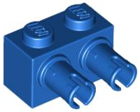 Brick Special 1 x 2 with 2 Pins, Round Pin Holes in Blue