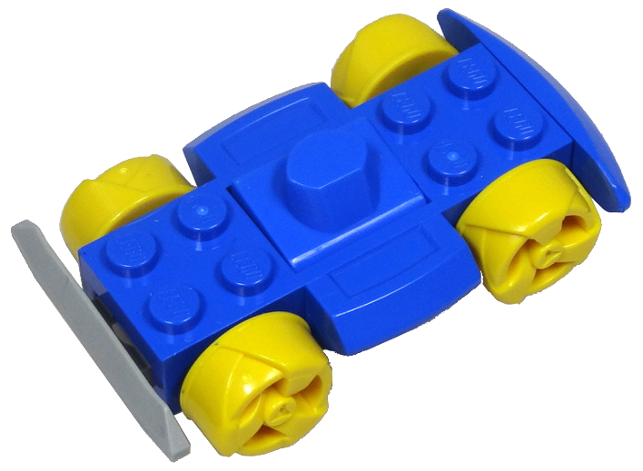 Vehicle Base 4 x 6 Racer Base with Yellow Wheels in Blue