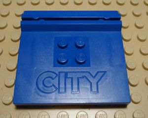 Plate Special 6 x 6 x 2/3 with 4 Studs and Embossed 'CITY' in Blue