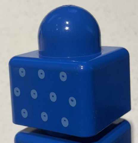 Primo Brick 1 x 1 with Orange Dots Print in Blue
