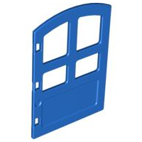 Duplo Door 1 x 4 x 4 with Four Panes, Different Size and Curved Top in Blue