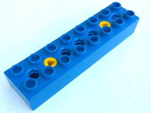 Duplo Toolo Brick 2 x 8 with 2 Screws in Holes 2 and 6 in Blue