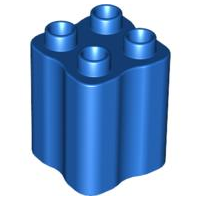 Duplo Brick 2 x 2 x 2 with Indented Sides (Tree Trunk) in Blue