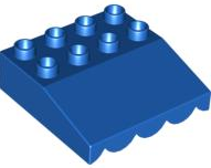 Duplo Roofpiece Slope 33 4 x 4 with Awning Overhang with 9 Bottom Tubes in Blue