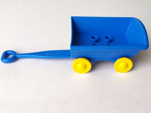 Duplo Hand Wagon with Yellow Wheels (Complete Assembly) in Blue