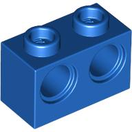 Technic Brick 1 x 2 [2 Pin Holes] in Blue