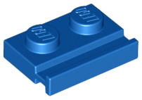 Plate Special 1 x 2 with Door Rail in Blue