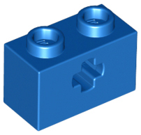 Technic Brick 1 x 2 with Axle Hole Type 1 [+ Opening] and Bottom Ridges in Blue