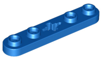 Technic Plate 1 x 5 with Smooth Ends, 4 Studs and Centre Axle Hole in Blue