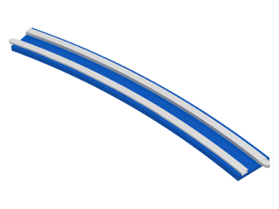 Train Track 12V Conducting Rail Curved [No Cable Connection Holes] in Blue