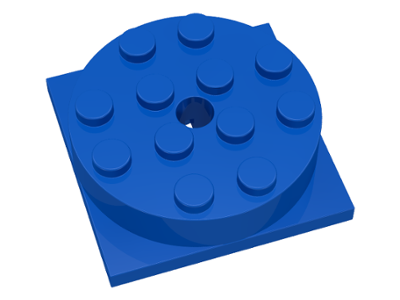 Turntable 4 x 4 Square Base with Top, Complete Assembly in Blue
