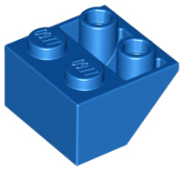 Brick Sloped Inverted 45° 2 x 2 [Ovoid Bottom Pin, Bar-sized Stud Holes] in Blue