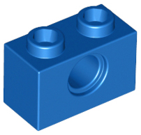 Technic Brick 1 x 2 [1 Pin Hole] in Blue