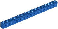 Technic Brick 1 x 16 [15 Pin Holes] in Blue