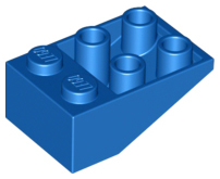 Brick Sloped Inverted 33° 3 x 2, No Connections between Studs, Ovoid Bottom Pin in Blue
