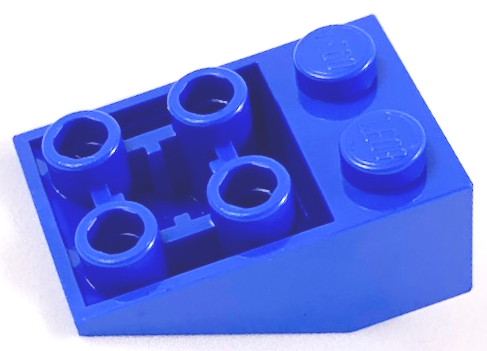 Brick Sloped Inverted 33° 3 x 2, Connections between Studs, Ovoid Bottom Pin in Blue