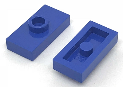Plate Special 1 x 2 with 1 Stud without Groove (Jumper) in Blue