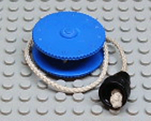 Duplo Winch Drum Narrow with White String and Black Over-the-Stud-Size Fitting in Blue