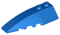 Brick Wedged, Curved 6 x 2 Left, Inner Ridges in Blue
