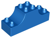 Duplo Brick 2 x 6 x 2 with Curved Ends in Blue