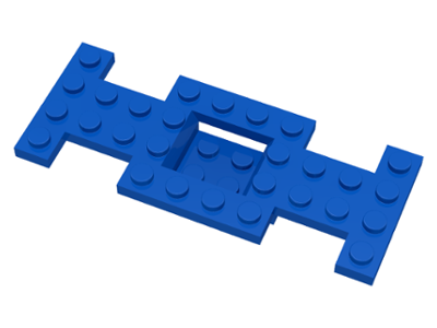 Vehicle Base 4 x 10 x 2/3 with 2 x 2 Recessed Center with Smooth Underside, 1 x 2 Cutouts, No Center Hole in Blue