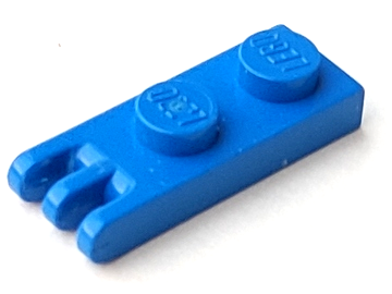 Hinge Plate 1 x 2 with 3 Fingers [Solid Studs] in Blue