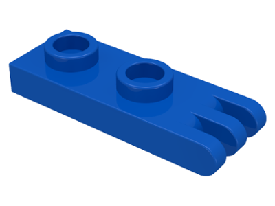 Hinge Plate 1 x 2 with 3 Fingers [Hollow Studs] in Blue