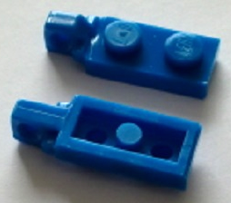 Hinge Plate 1 x 2 Locking with 1 Finger On End, with Groove in Blue