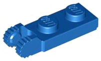 Hinge Plate 1 x 2 Locking with 2 Fingers On End, with Groove, 9 Teeth in Blue