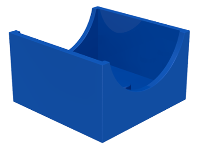 Box 4 x 4 x 2 Bottom with Semicircle Cut-out Ends in Blue