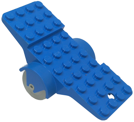 Fabuland Airplane Base 10 x 4 with Light Gray Wheels in Blue