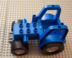 Duplo Tractor New Style with 2 x 3 Studs on Hood in Blue