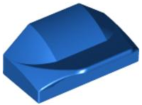 Brick Wedged, Curved 1 x 2 x 2/3 No Studs, Wing End in Blue