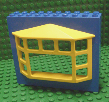 Fabuland, Building Wall 2 x 10 x 7 with Yellow Bay Window in Blue