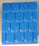 Duplo Roofpie﻿ce Slope 30 4 x 4 Shingle﻿d with a Medium Blue Base﻿﻿ in Blue