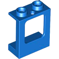 Window 1 x 2 x 2 Plane, Hollow Studs, Single Hole Top and Bottom for Glass in Blue