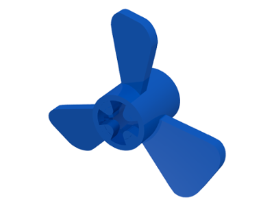 Propeller 3 Blade 3 Diameter with Axle Cross in Blue