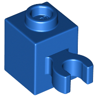 Brick Special 1 x 1 with Clip Vertical [Open O Clip, Hollow Stud] in Blue