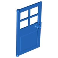 Door 1 x 4 x 6 with 4 Panes and Stud Handle in Blue