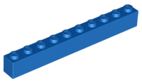 Brick 1 x 10 in Blue