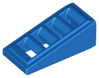 Brick Sloped 18° 2 x 1 x 2/3 with 4 Slots / Grate in Blue