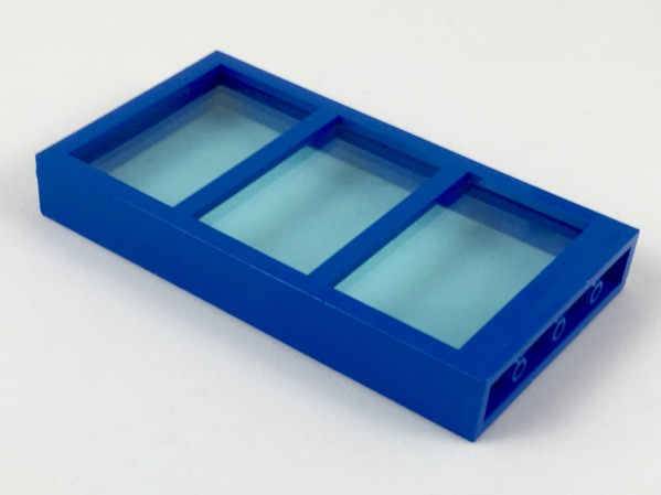 Window 1 x 4 x 6 Frame with 3 Panes, Fixed Glass with Trans-Dark Blue Glass in Blue