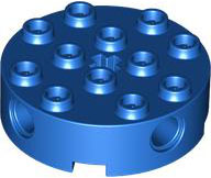 Brick Round 4 x 4 with 4 Side Pin Holes and Center Axle Hole in Blue