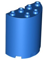 Cylinder Half 2 x 4 x 4 in Blue