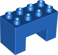 Duplo Brick 2 x 4 x 2 with 2 x 2 Square Arch in Blue