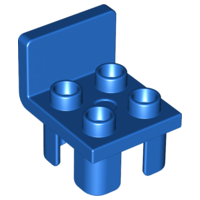 Duplo Chair with 4 Studs and Squared Back in Blue