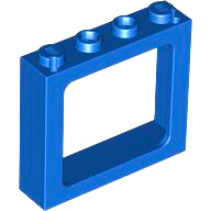 Window 1 x 4 x 3 Train with Shutter Holes and Solid Studs on Ends in Blue